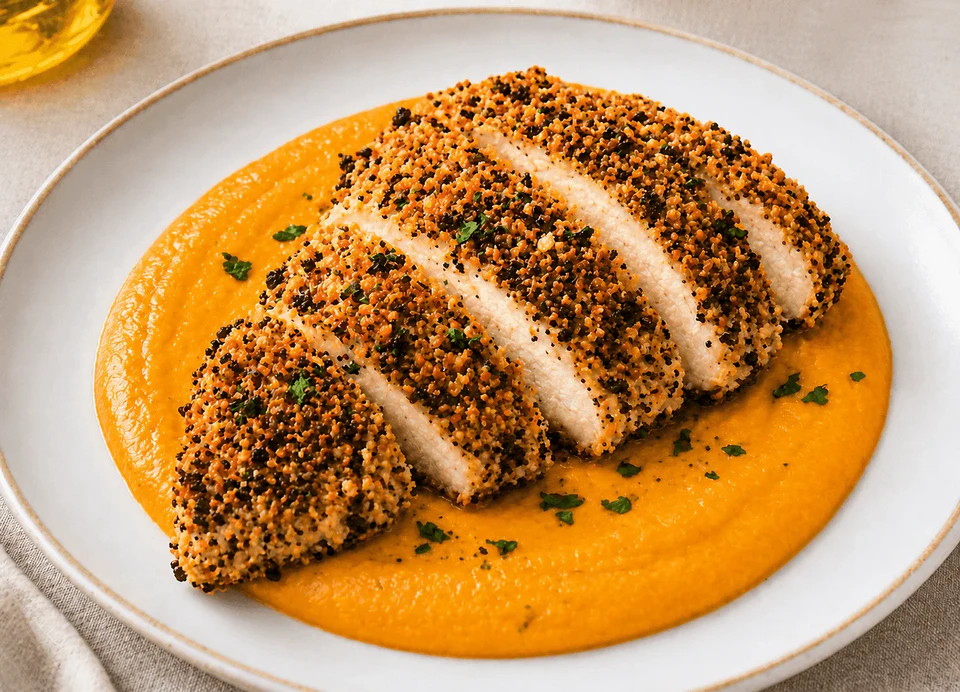 Pechuga de pollo con costra de frutos secos